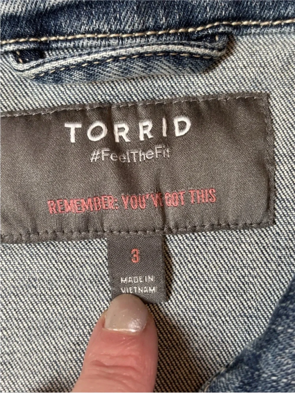 Torrid Size 3 Blue Distressed Stretch Denim Jacket